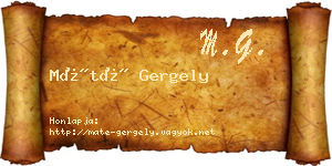 Máté Gergely névjegykártya